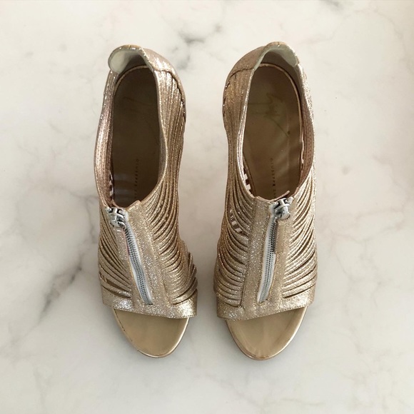 GIUSEPPE ZANOTTI Rose Gold Glitter Caged Heels - Picture 5 of 9